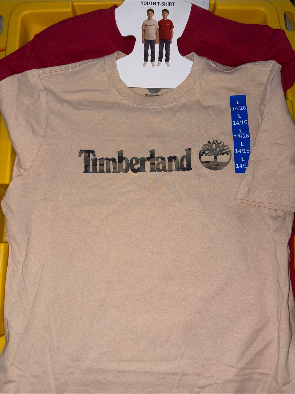 Timberland Beige Tee with Camo Logo 2 pack